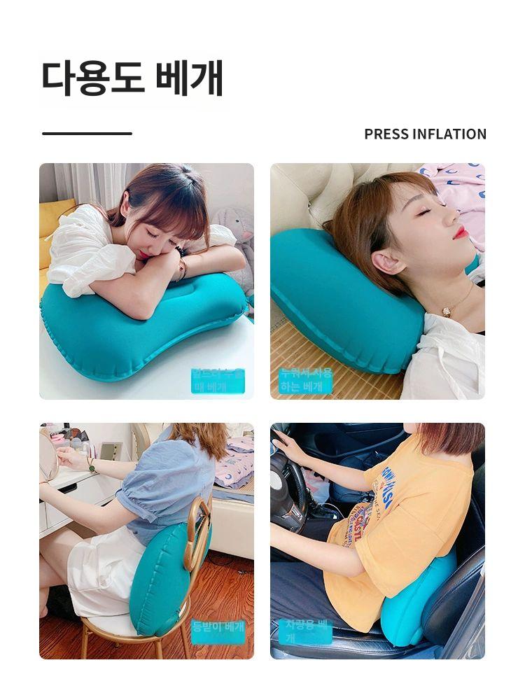 비행기 등받이 에어쿠션 요추 받침 여행용 팽창식 지지대 베개커버 인플레이터블 - 상세 이미지 4