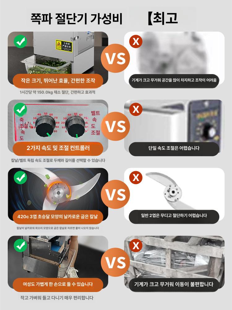 대파 기계 절단 블루 써는기계 야채절단기 커팅기 탕파절단기 파절단기계 커터 대파써는 채소 - 상세 이미지 3