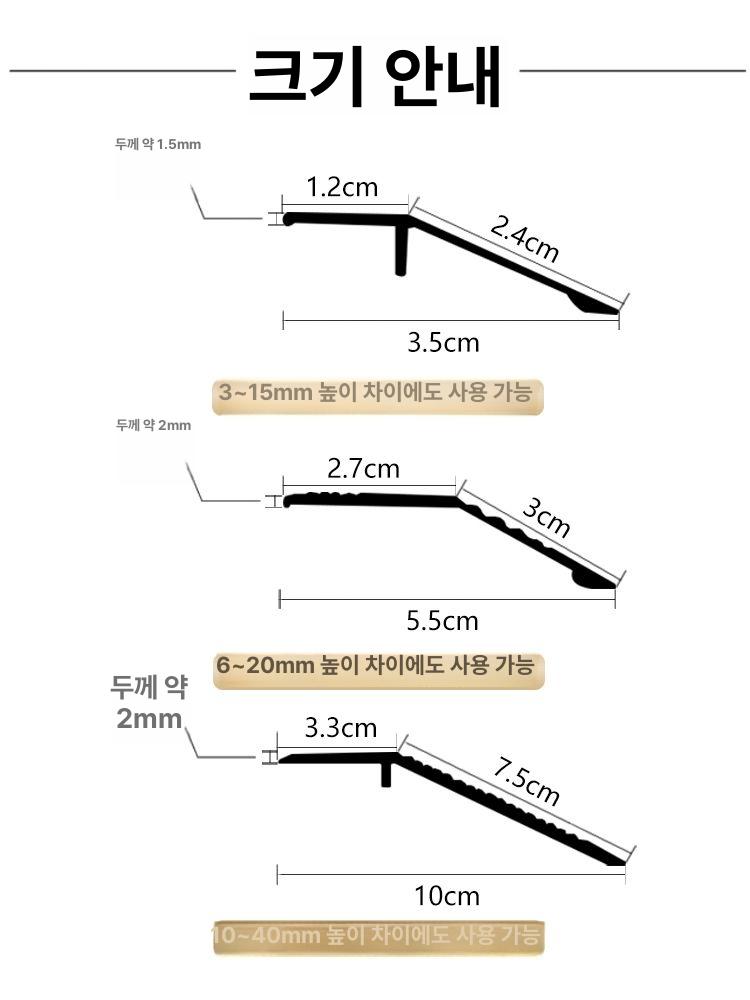 세라믹 문지방 욕실 단차 심플 무광블랙 경사로 - 상세 이미지 5