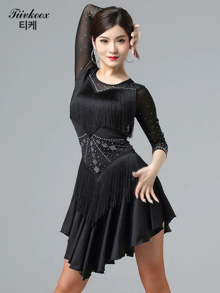폴복 폴댄스복 라인댄스 원피스 라틴댄스 의상 매쉬 반바지 공연 폴웨어 드레스 단추 - 상세 이미지 2