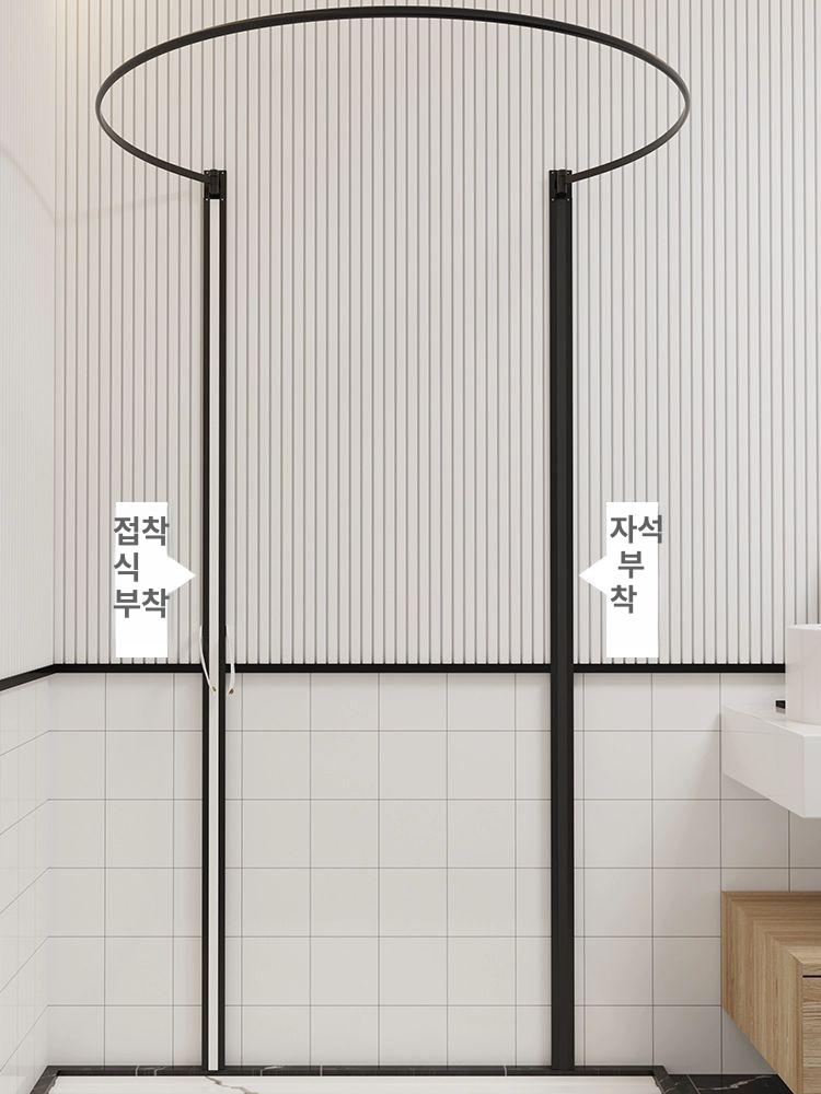 레일형 샤워파티션 가림막 그레이 레일형방수욕조가림막 부스 원형칸막이 샤워커튼 패턴 욕조 - 상세 이미지 5