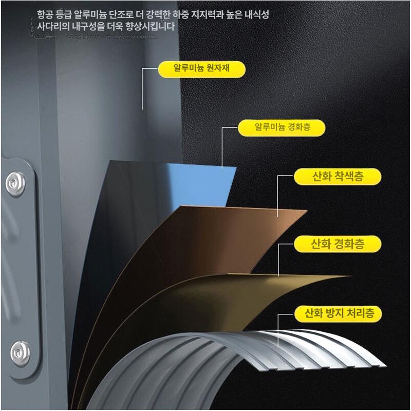 실내 철제계단 접이식 복층 다락사다리 창고 안전 가정용 폴딩 난간 다락계단 천장 - 상세 이미지 5
