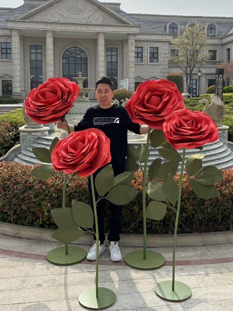 장미꽃 조형물 인조 웨딩 꽃 배경 인조꽃 카페 대형꽃 꽃다발 대형 부케 조화 웨딩홀 공원 - 상세 이미지 3