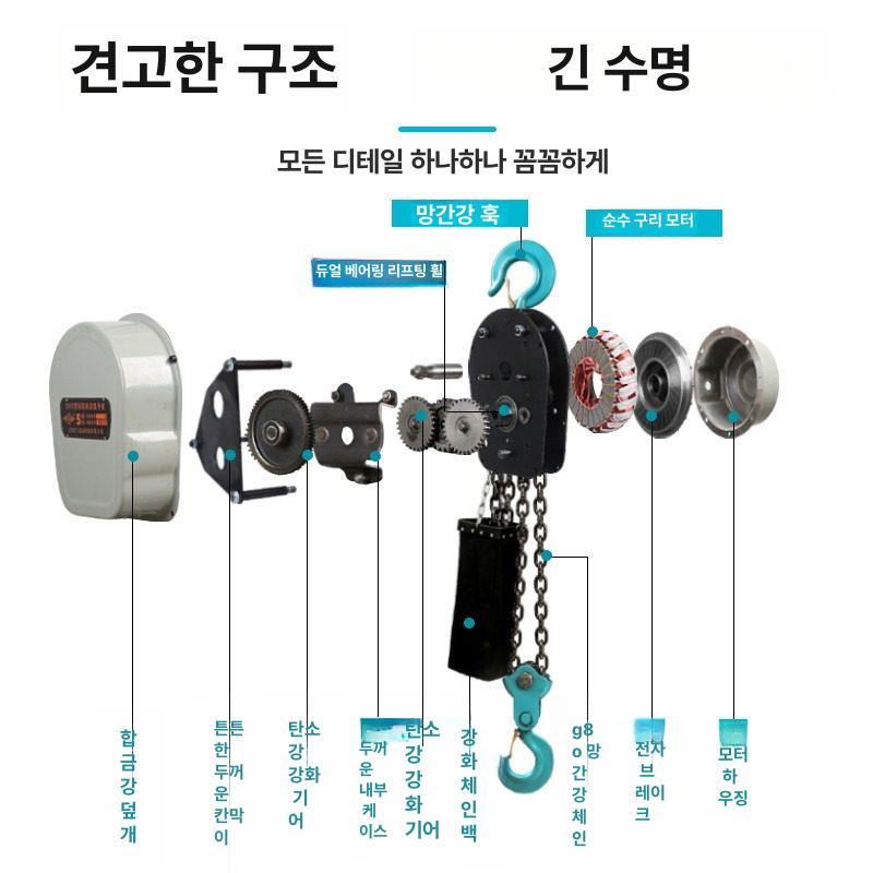 호이스트 체인블록 도르래 권양기 전동윈치 산업용 리프트 견인 체인블럭 - 상세 이미지 3
