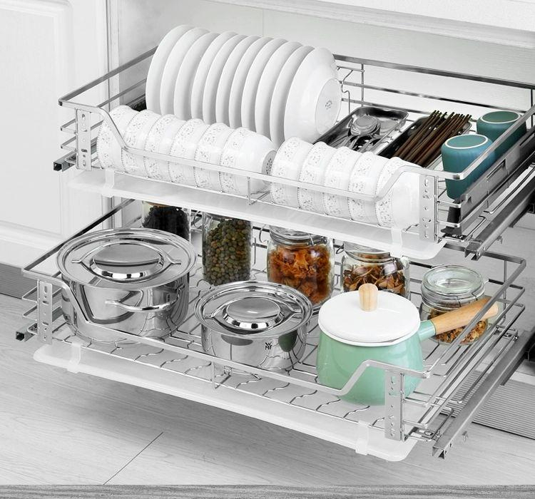 정리대 슬라이딩선반 인출식 하부장 코너선반 수납장 싱크대 레일 주방 서랍 식기 - 상세 이미지 2