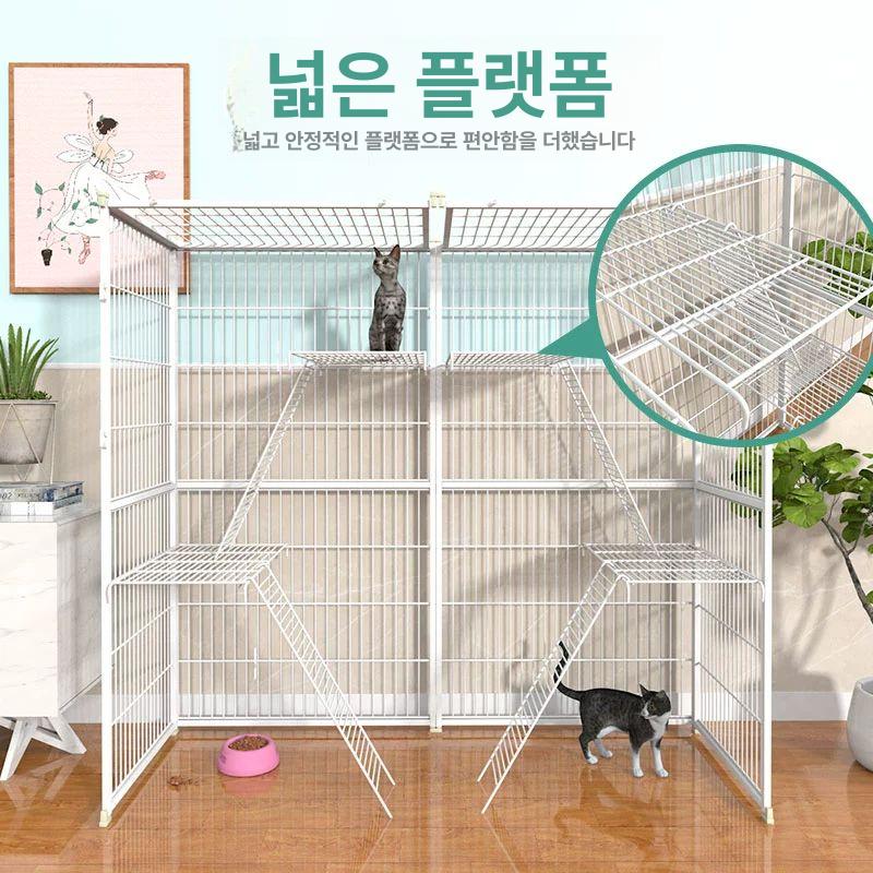 반려묘 케이지 철제 펜스 울타리 격리장 철망 휀스 사육장 하우스 빌라 실내 펫 타워 - 상세 이미지 2