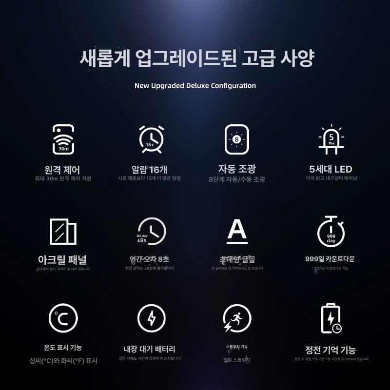 led 벽시계 사무실 거실 백라이트 전자 무소음 선물 인테리어 벽걸이시계 디자인 - 상세 이미지 3