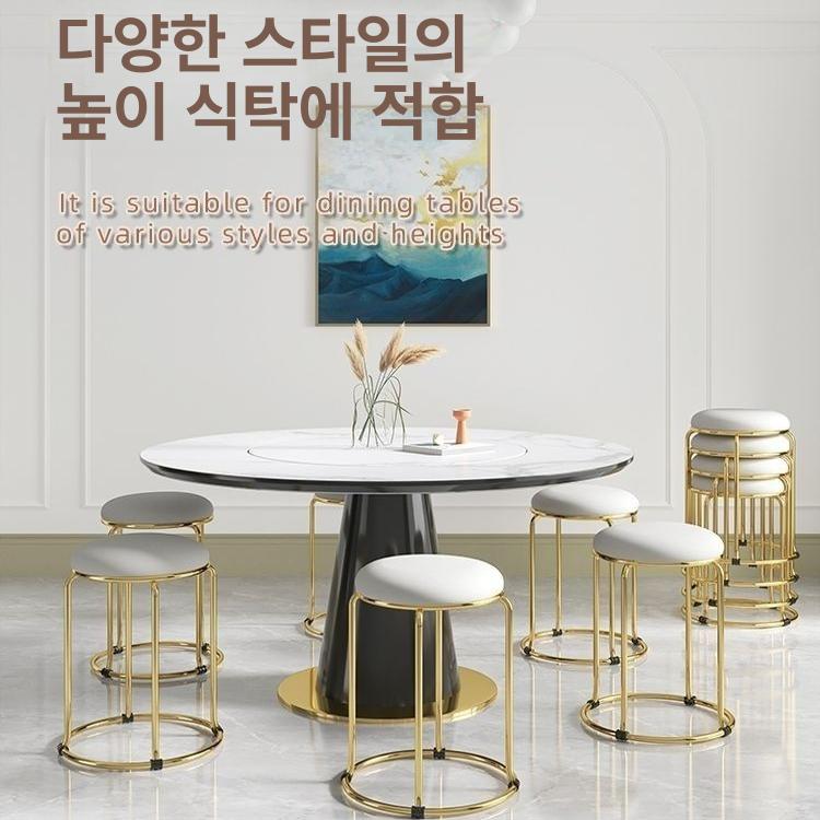 원형 보조의자 스튜디오 카페 좌석 간이 체어 빈티지 패브릭 모던 쿠션 미용실 둥근 - 상세 이미지 4