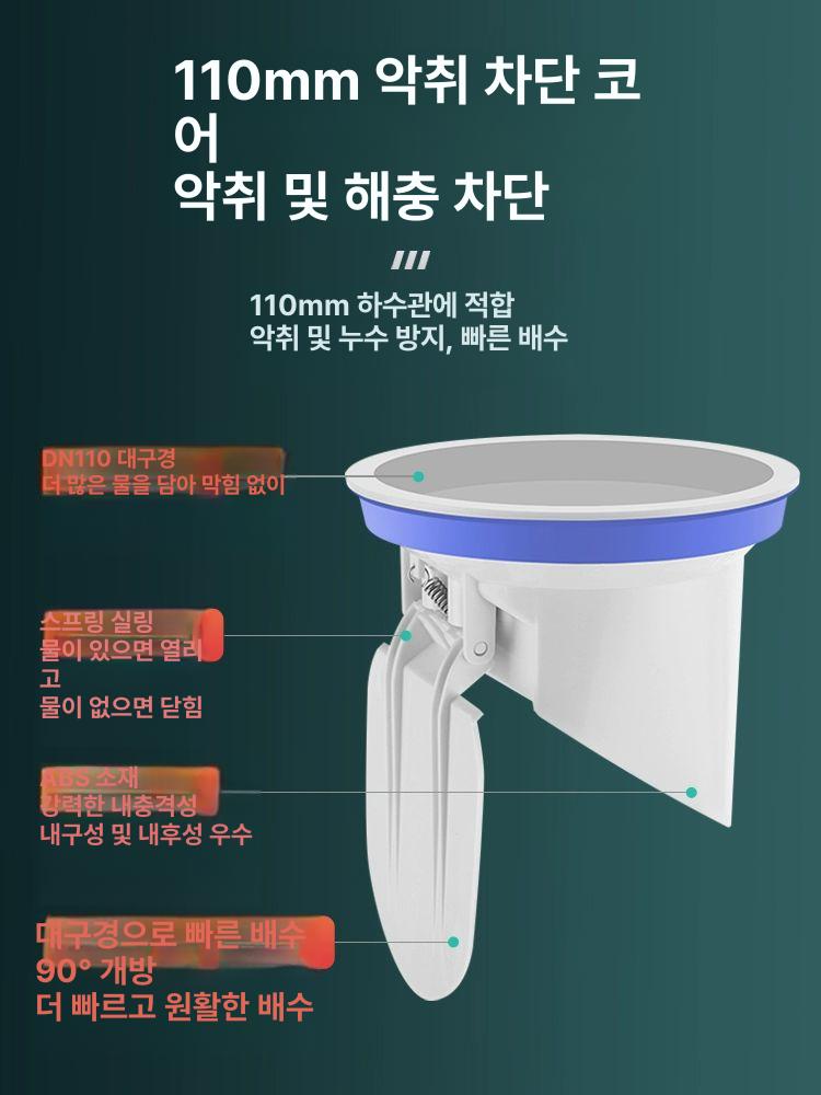 pvc 정화조 트랩 배관 필터망 차단기 악취역류방지 하수 방취기 배수관 냄새방지 수평 - 상세 이미지 5