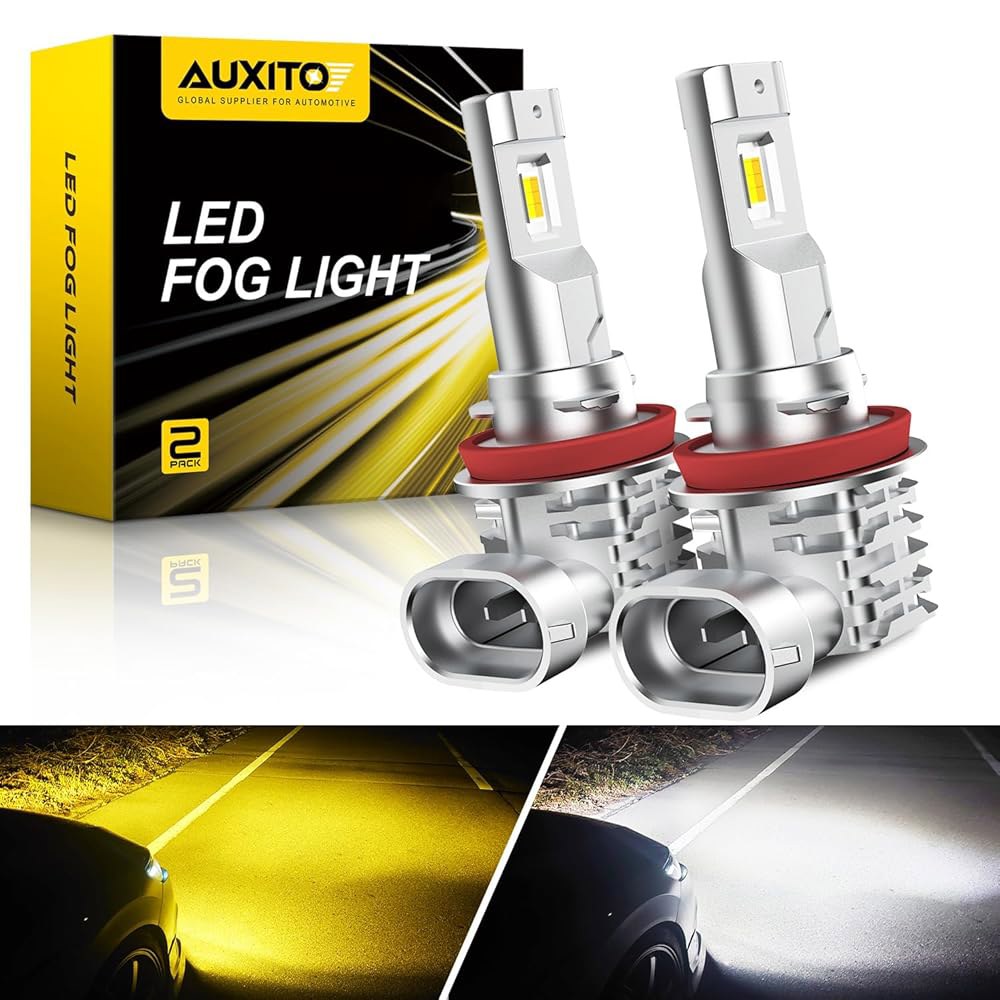 AUXITO H11 H8 H16 스위치백 LED 안개등 전구, 6500K 화이트 / 3000K 앰버 옐로우, 6000LM 300 밝기, 듀얼 컬러 옐로우 드라이빙 안개등, 비극성, - 상품 이미지