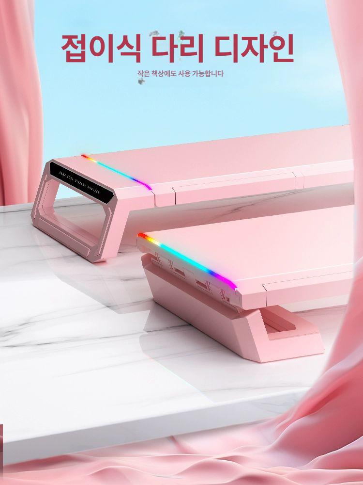 컴퓨터 받침대 다기능 rgb 아크릴 데스크 정리 수납 모니터선반 충전 서랍형 보관 - 상세 이미지 2