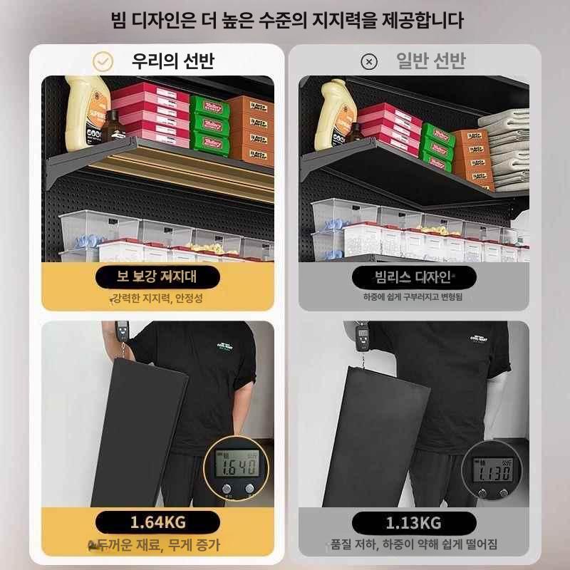 타공판 선반 후크형 스틸 정리대 디스플레이 공구수납 벽걸이 랙 거치대 - 상세 이미지 5
