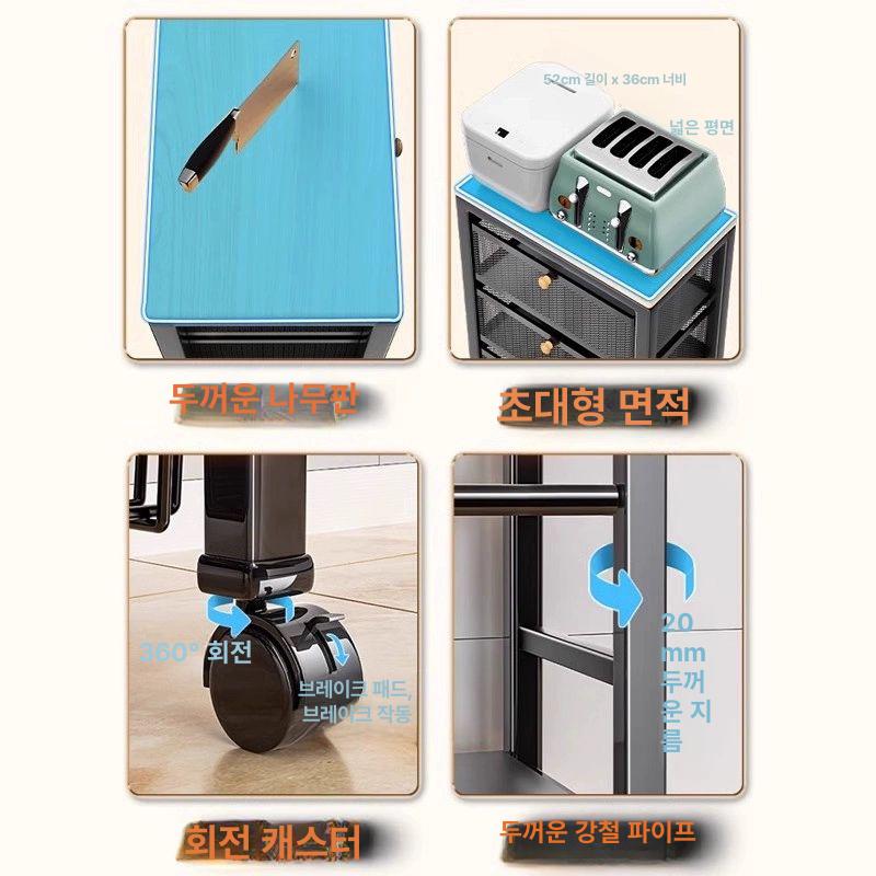 서랍형 트롤리 정리대 슬림한 바퀴달린 틈새 다용도 수납함 바퀴수납장 슬라이드 - 상세 이미지 4