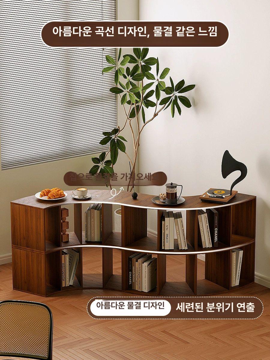 부채꼴 모서리책장 장식장 코너장 틈새 선반 모서리장 삼각형 코너수납장 책꽂이 - 상세 이미지 2