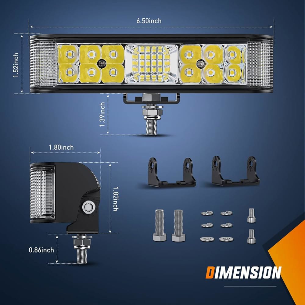 Nilight 사이드 슈터 LED 라이트 바 / 포드 2PCS 6.5인치 60W 홍수 스팟 빔 콤보 포그 트럭 ATV UTV 보트용 드라이빙 워크 라이트, 2년 보증 - 상세 이미지 3