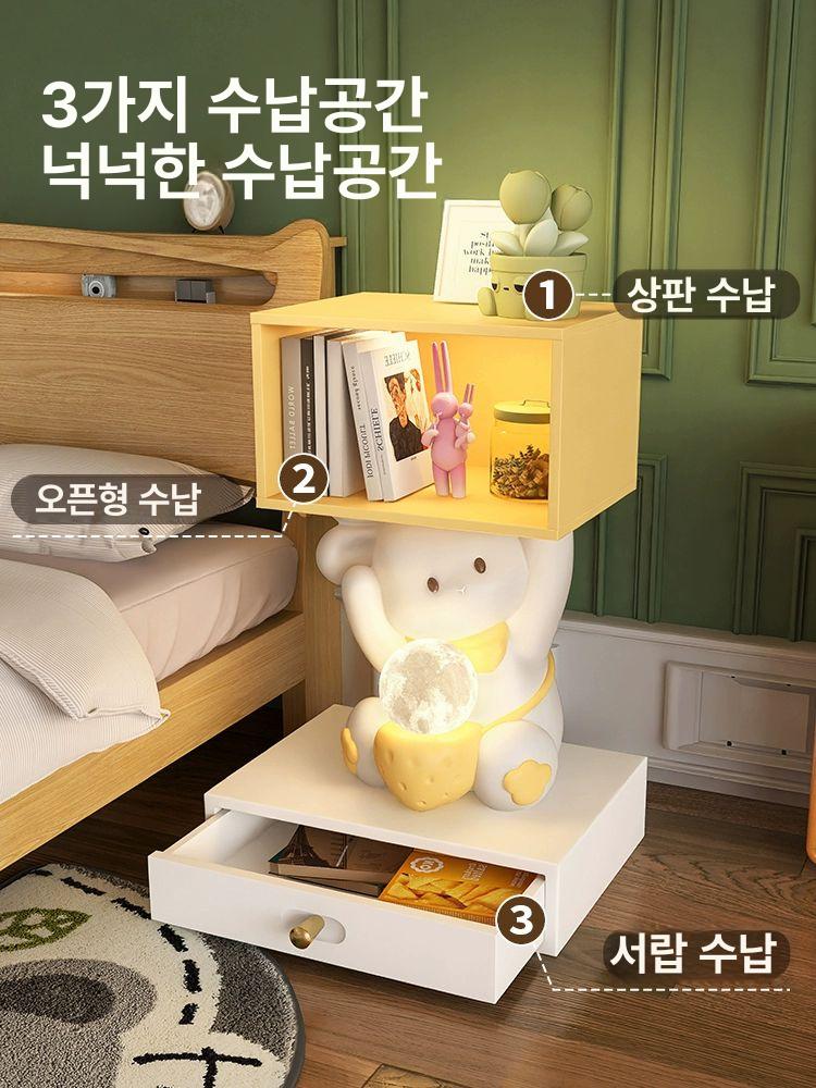 인테리어 토끼사이드테이블 캐릭터 침실 장식 무드등 침대 미니탁자 사이드 트레이 테이블 - 상세 이미지 5