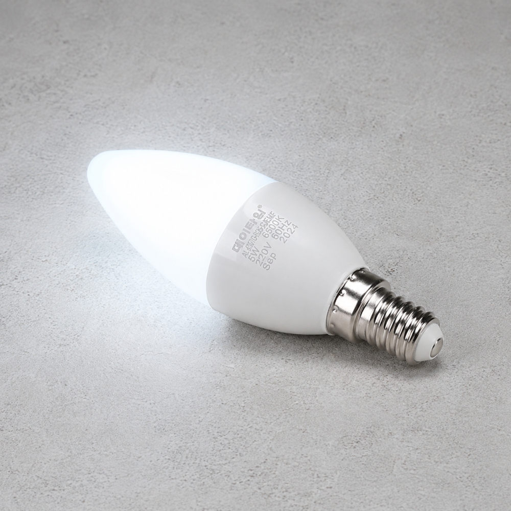 LED 촛대구 불투명 5W E14 주광색 6500K 촛불 꼬마 전구 램프 데이타임 - 상품 이미지