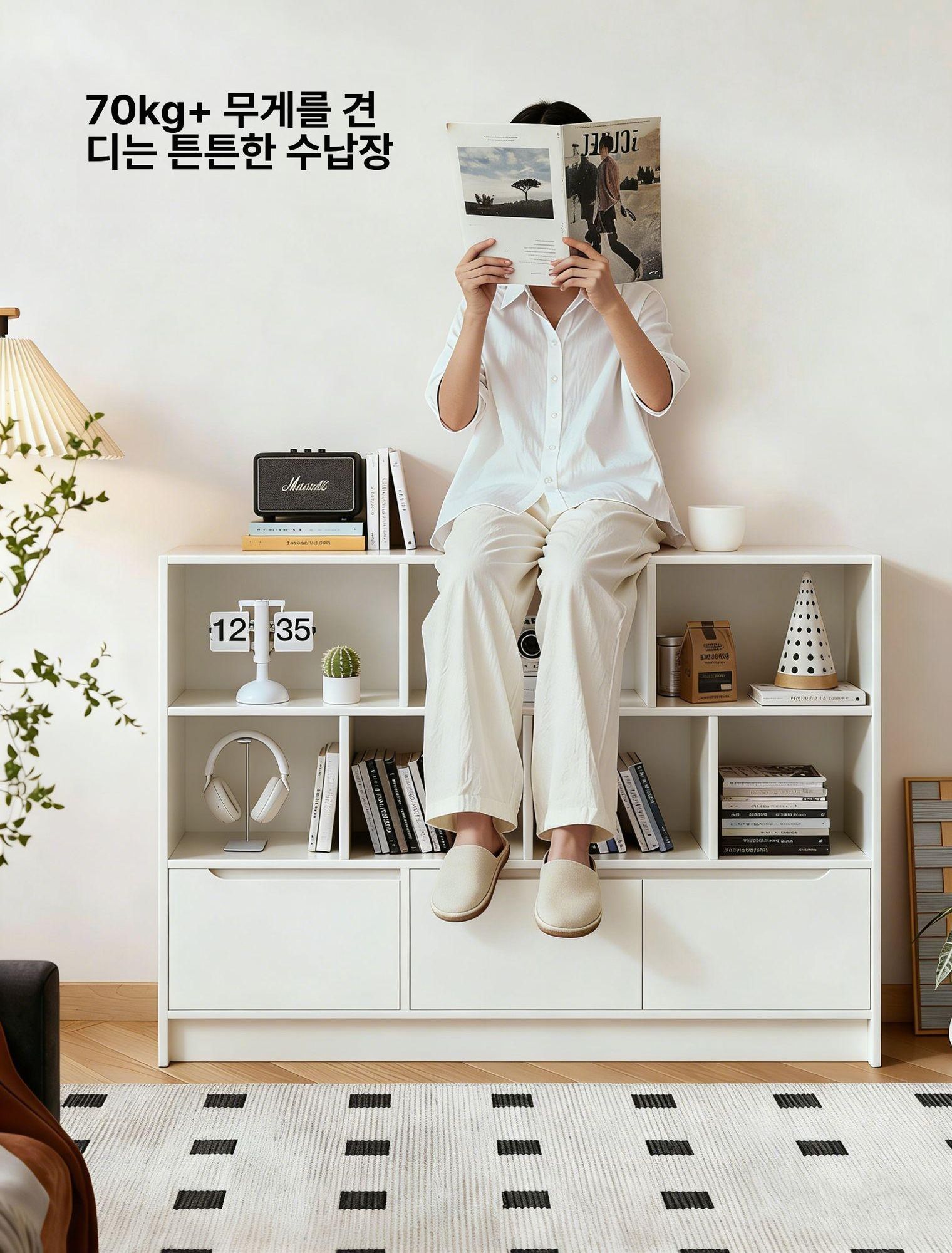 서재 거실진열장 침실 다단 오픈형 공간분리책장 인테리어 서랍형 책꽂이 틈새수납 - 상세 이미지 3