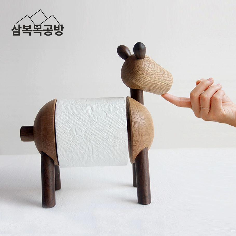 두루마리 홀더 원목 인테리어 귀여운 휴지걸이 선물 욕실 카페 디자인소품 롤휴지 - 상세 이미지 2