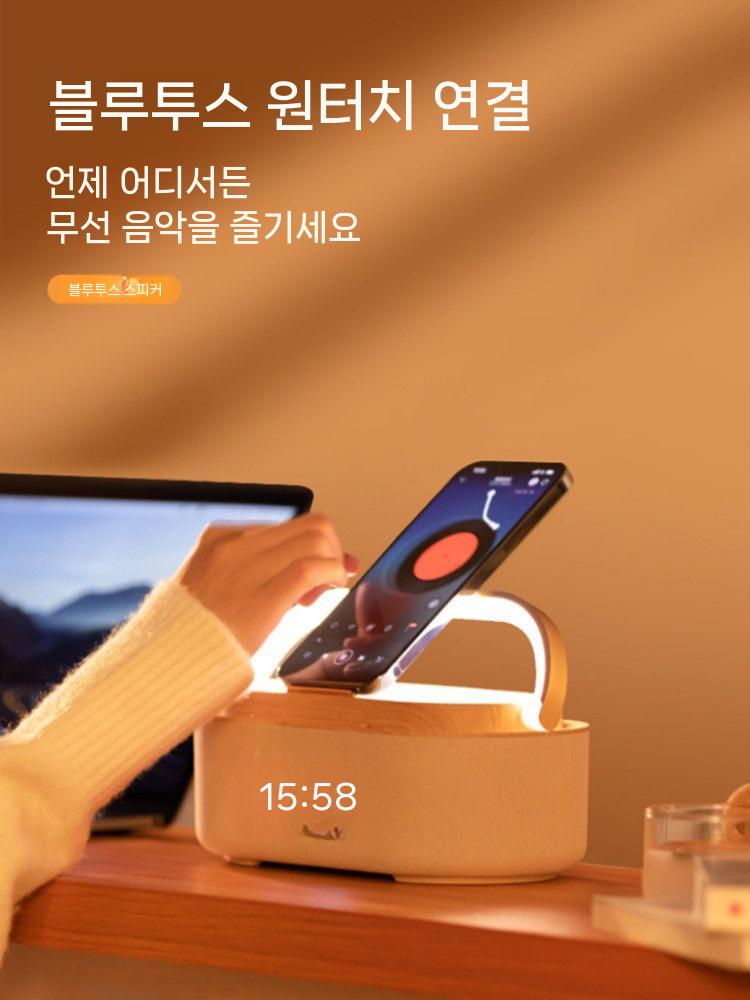 다기능 충전기 스피커 조명 아이폰 탁상 알람 휴대폰 컬러 스마트 고속 앱 시계 충전 - 상세 이미지 3