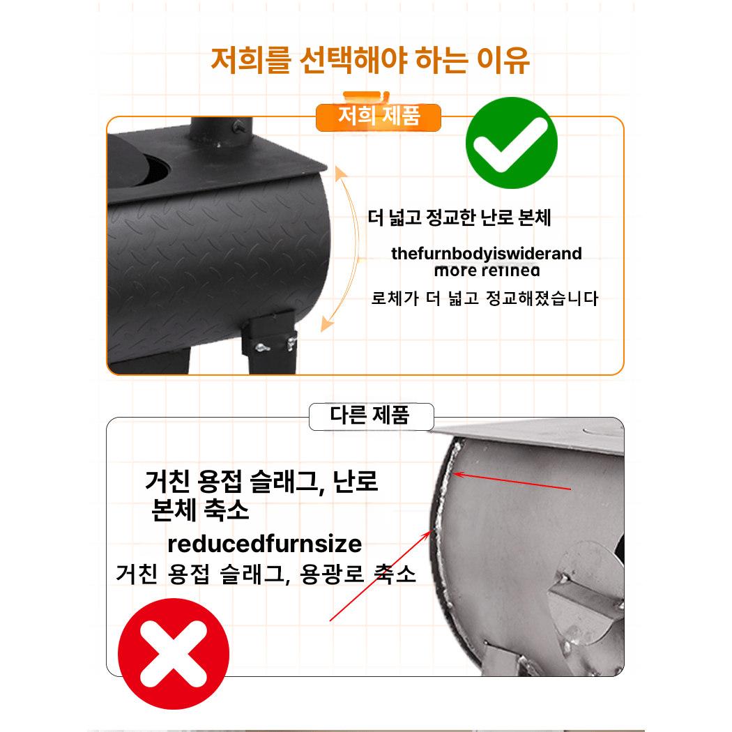 무쇠 캠핑화목난로 야외 바베큐 화로 난로 바비큐 주물 원형 화목 불멍 화목난로 바베큐그릴 - 상세 이미지 4