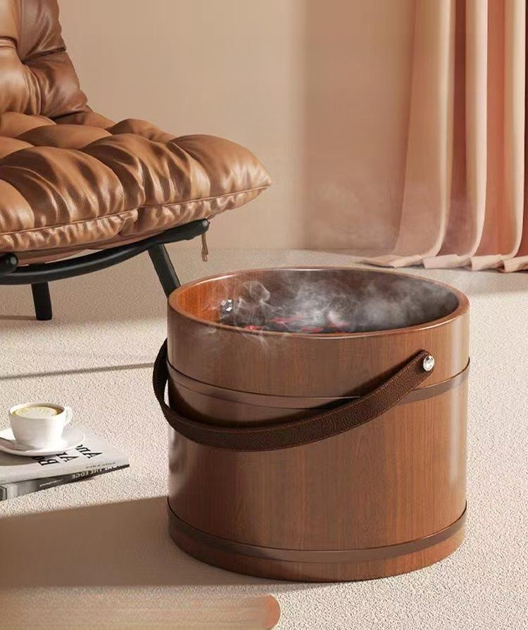습식마사지 족욕통 원목 마사지샵 나무타입 족욕기 스파 히노끼 찜질 나무통 핸들 - 상품 이미지
