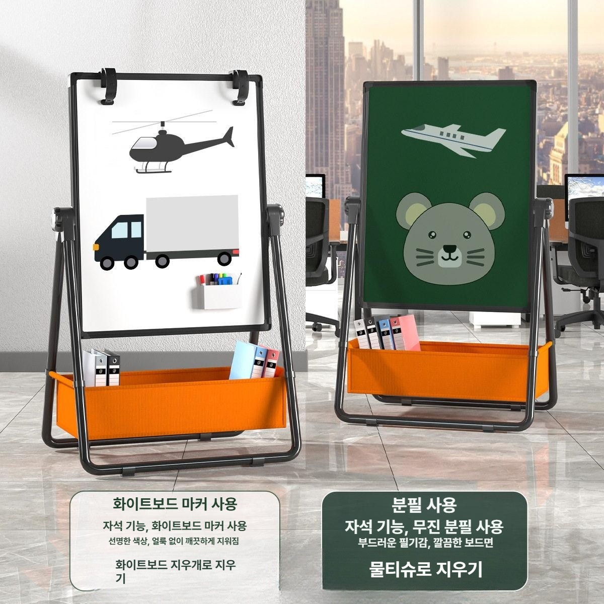 접이식 화이트보드 거치대 게시판 스탠드 양면 자석 삼각대 미니 형 프레임 스탠딩 벽걸이 - 상세 이미지 3
