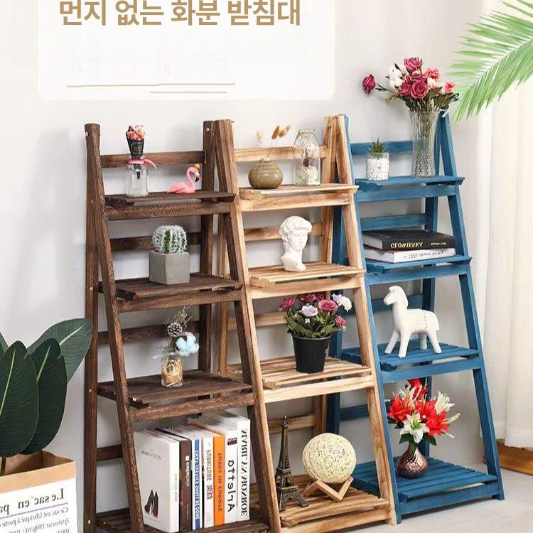 계단식 원목화분받침대 원목화분선반 화분다이 거치대 원목선반 다층 식물선반 - 상세 이미지 2