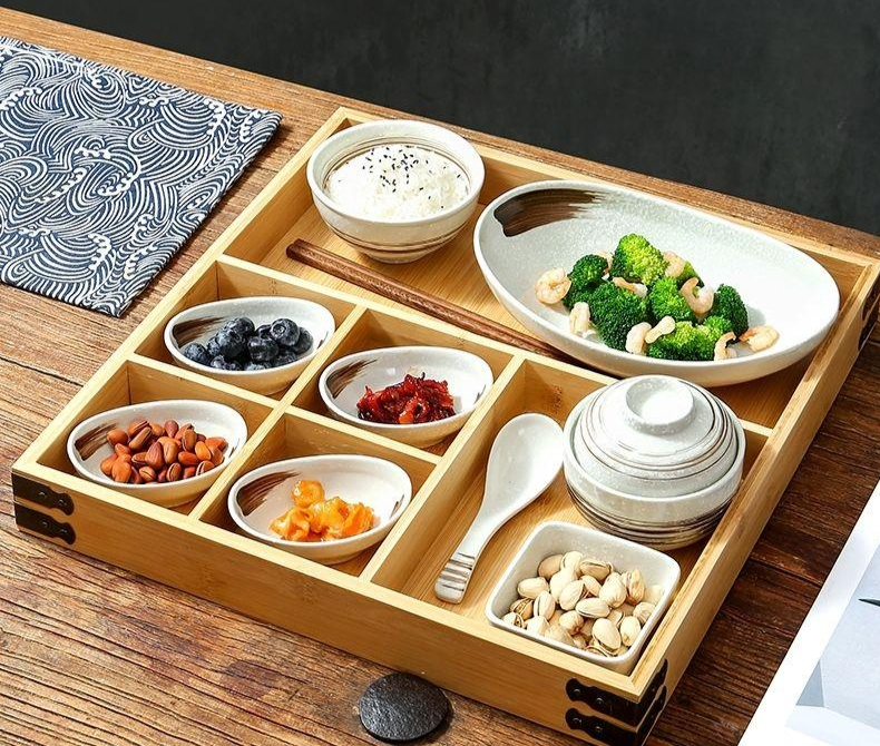 1인분 밥그릇 일식 도자기 식기 세트 심플 모던 주방용품 신혼집 깔끔한 밥공기 - 상품 이미지