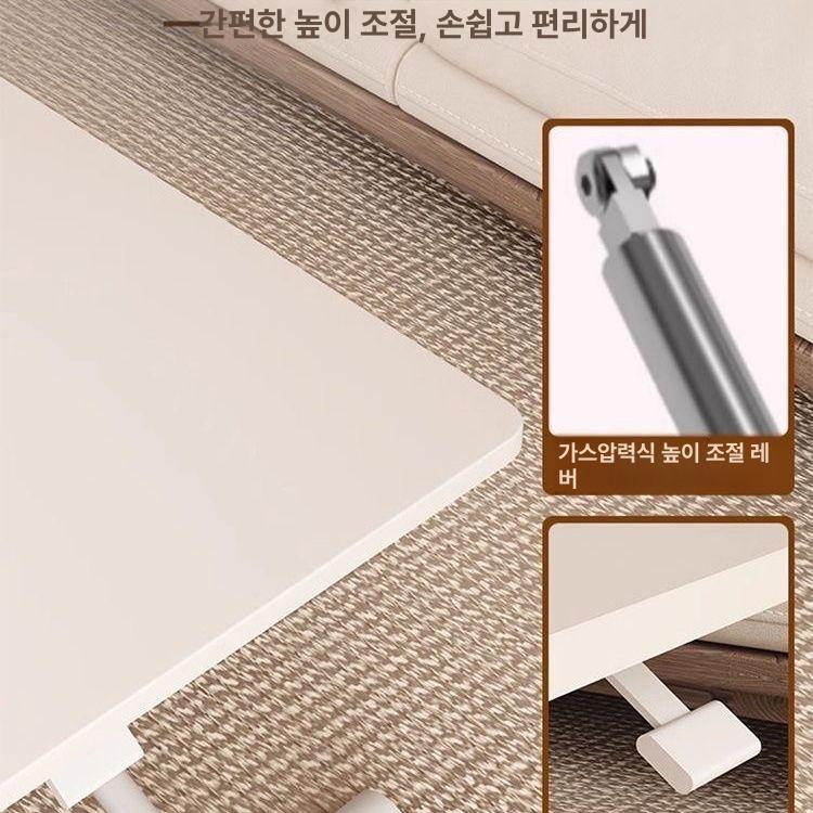 거실 소파 테이블 높이조절 승강식 수납 책상 카페 스타일 접이식 멀티 탁자 - 상세 이미지 5