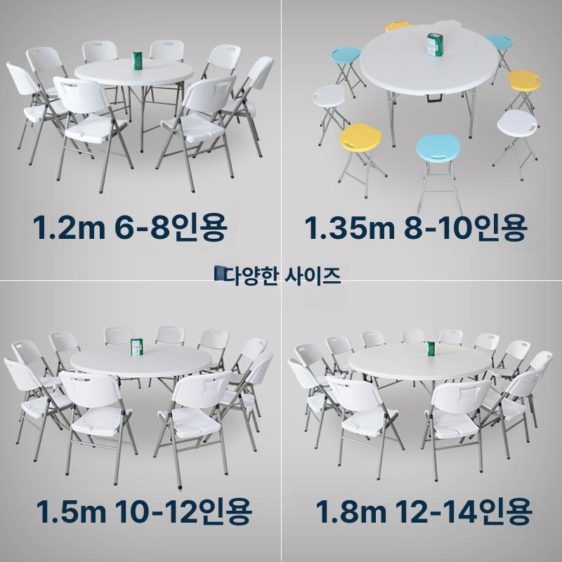 원탁 접이식테이블 둥근 라운드 공간절약 업소용 원형테이블 보조 캠핑 간이식탁 카페 - 상세 이미지 5