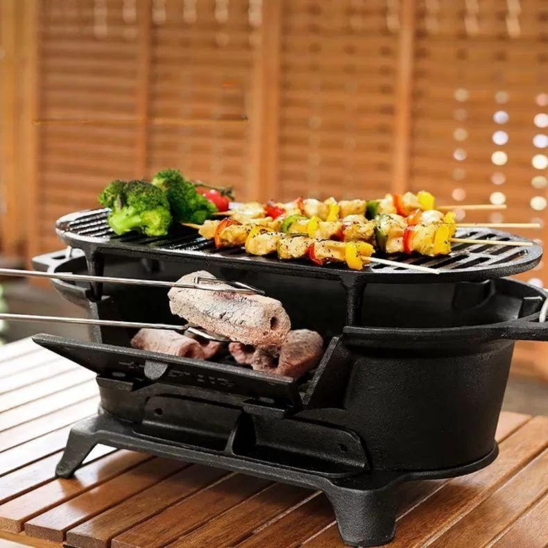 야외 쇠불판 돌판 숯불 고기구이 캠핑 미니 그릴 돌 구이판 불판 야영 휴대용 - 상품 이미지