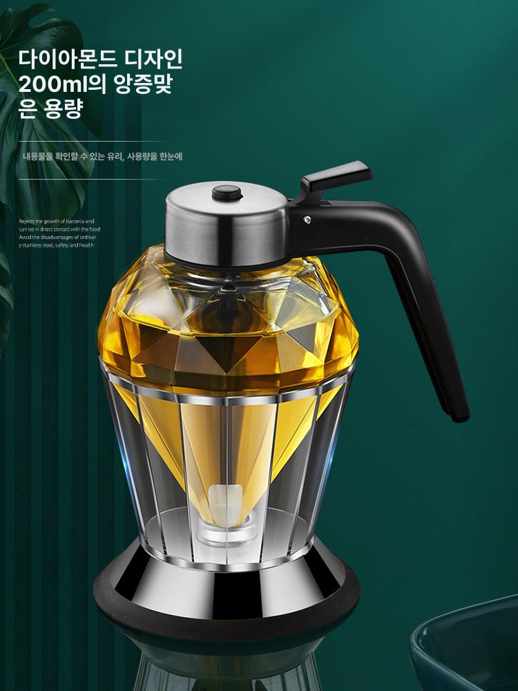 꿀 디스펜서 유리병 푸시식 시럽 용기 누르는 방식 대용량 투명 꿀통 조미료 저장 - 상세 이미지 2