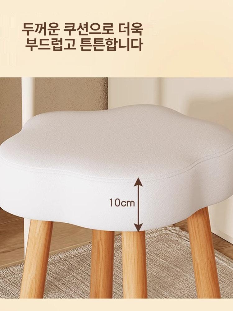 낮은 스툴 구름 원목 거실 보조 등받이 기능성 엔틱 낮은의자 현관 사각 양털 간이 - 상세 이미지 3