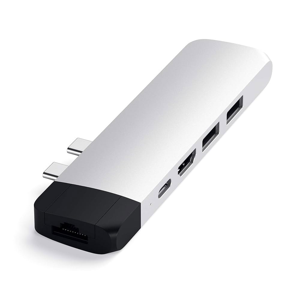 이더넷이 포함된 사테치 (실버) 허브 SD 카드 슬롯 3.0, M2 USBC 4K USB / 마이크로 PD, HDMI, Air Pro 이더넷, 프로 어댑터 기가비트 타입C M1 - 상세 이미지 2