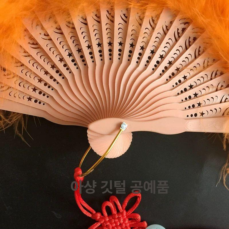 깃털 무대 부채 순백색 공연용 부드러운 연극 소품 전통 카니발 축제 댄스 악세서리 - 상세 이미지 5