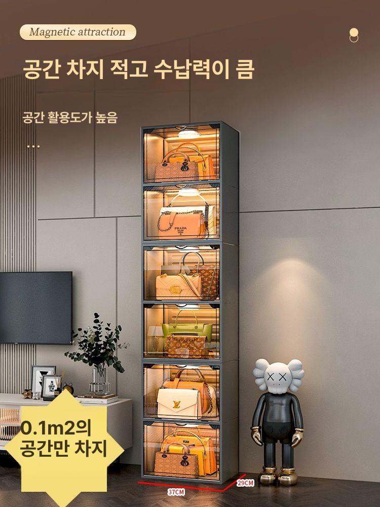 가정용 진열장 장식장 투명 선반 전시대 인테리어 디스플레이 캐비닛 수납함 가방 - 상세 이미지 3