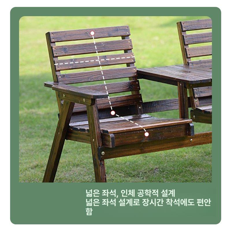 등받이 2인야외의자 나무의자 철제 야외벤치 디자인 방부목 실외 벤치의자 공원 주물 - 상세 이미지 4