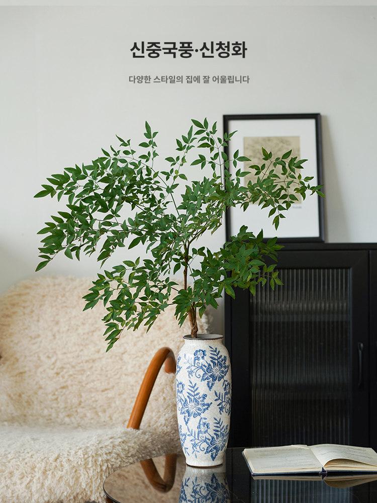 사무실 도자기화병 원통 선물용 북유럽 모던 세라믹 예쁜 오브제 현관 청화자기 - 상세 이미지 2
