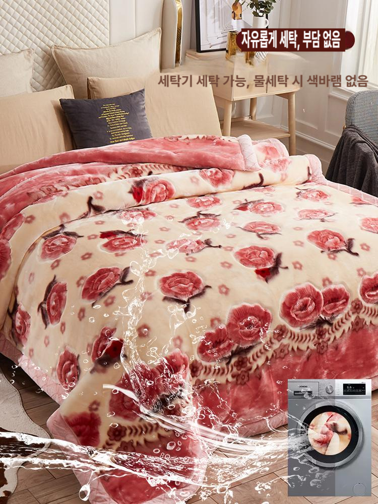 옛날담요 이불 두꺼운 빈티지 이중으로 대형 호피 클래식 따뜻한 할머니담요 보온 할머니 - 상세 이미지 4
