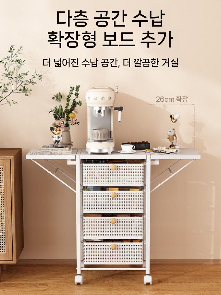 이동식 트롤리 철제 다용도 바퀴달린 수납장 주방 서랍 바퀴형 메쉬 틈새선반 슬림 수납함 - 상세 이미지 5