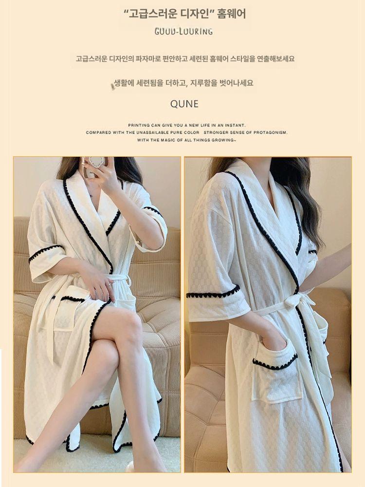 목욕가운 골프가운 반팔소매 남성용 여성 여름 골프샤워가운 홈웨어 바스로브 - 상세 이미지 3