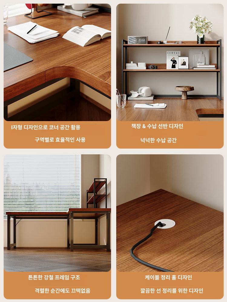 고등학생 공부책상 서재용 원목 선반형 책상 책꽂이 나무 컴퓨터 학생 의자 - 상세 이미지 3