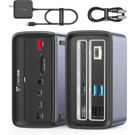 Tobenone [해외]TobenONE 도킹 스테이션 3개 모니터 트리플 싱글 8K USB-C 비디오 듀얼 4K
