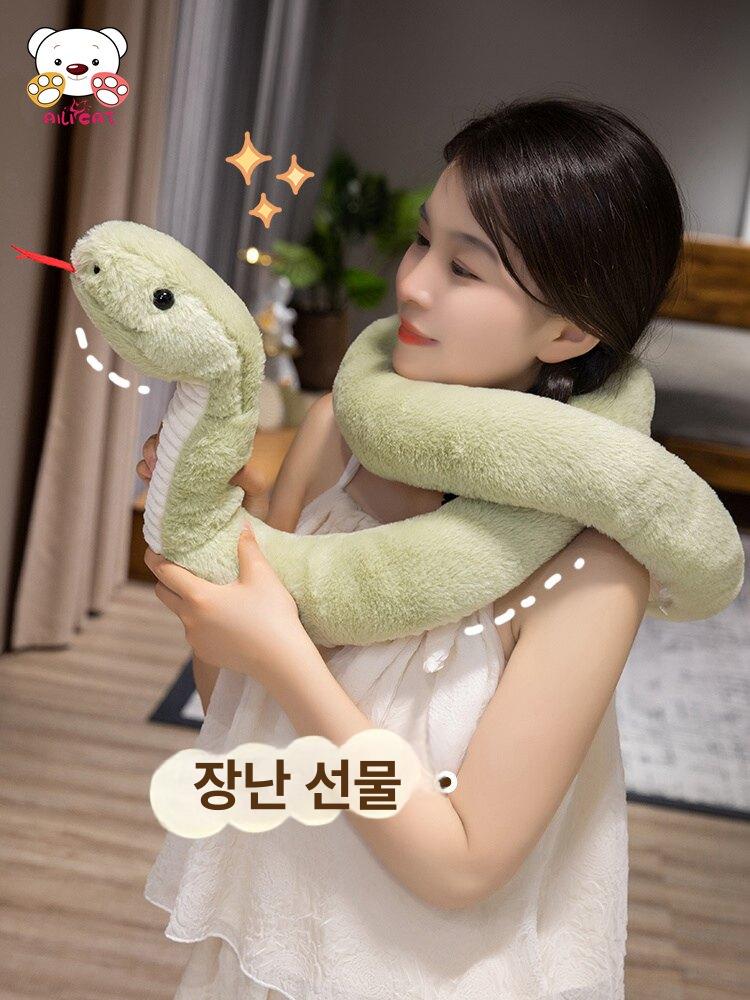 대형 뱀인형 쿠션 성인 필로우 인체공학적 부드러운 세척 베게 소프트 뱀띠선물 봉제 - 상세 이미지 2