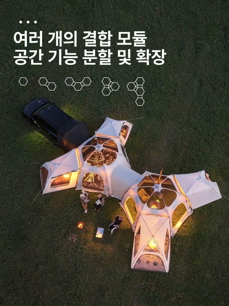 돔텐트 글램핑 쉘터 4계절 방수 방풍 방염 자외선차단 대형 확장형 캠핑텐트 - 상세 이미지 3