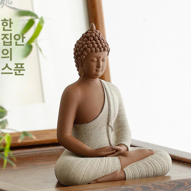 불교 도자기불상 인테리어 장식 조각상 부처상 가정용 부처님상 명상 공예 백자 상품 이미지