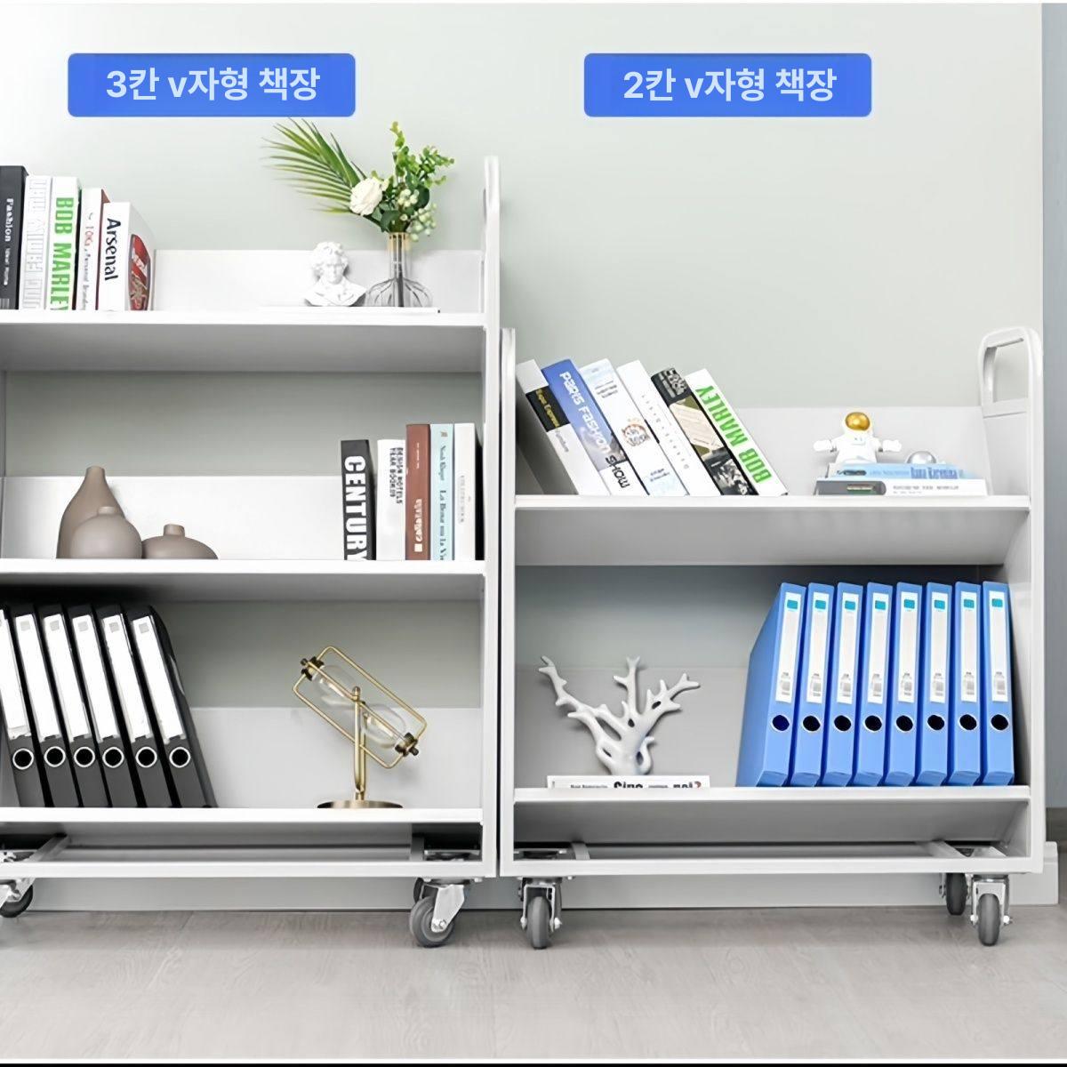 무소음 북트롤리 책운반 바퀴 웨건 정리함 선반 북트럭 도서운반 도서카트 책수납 이미지 6