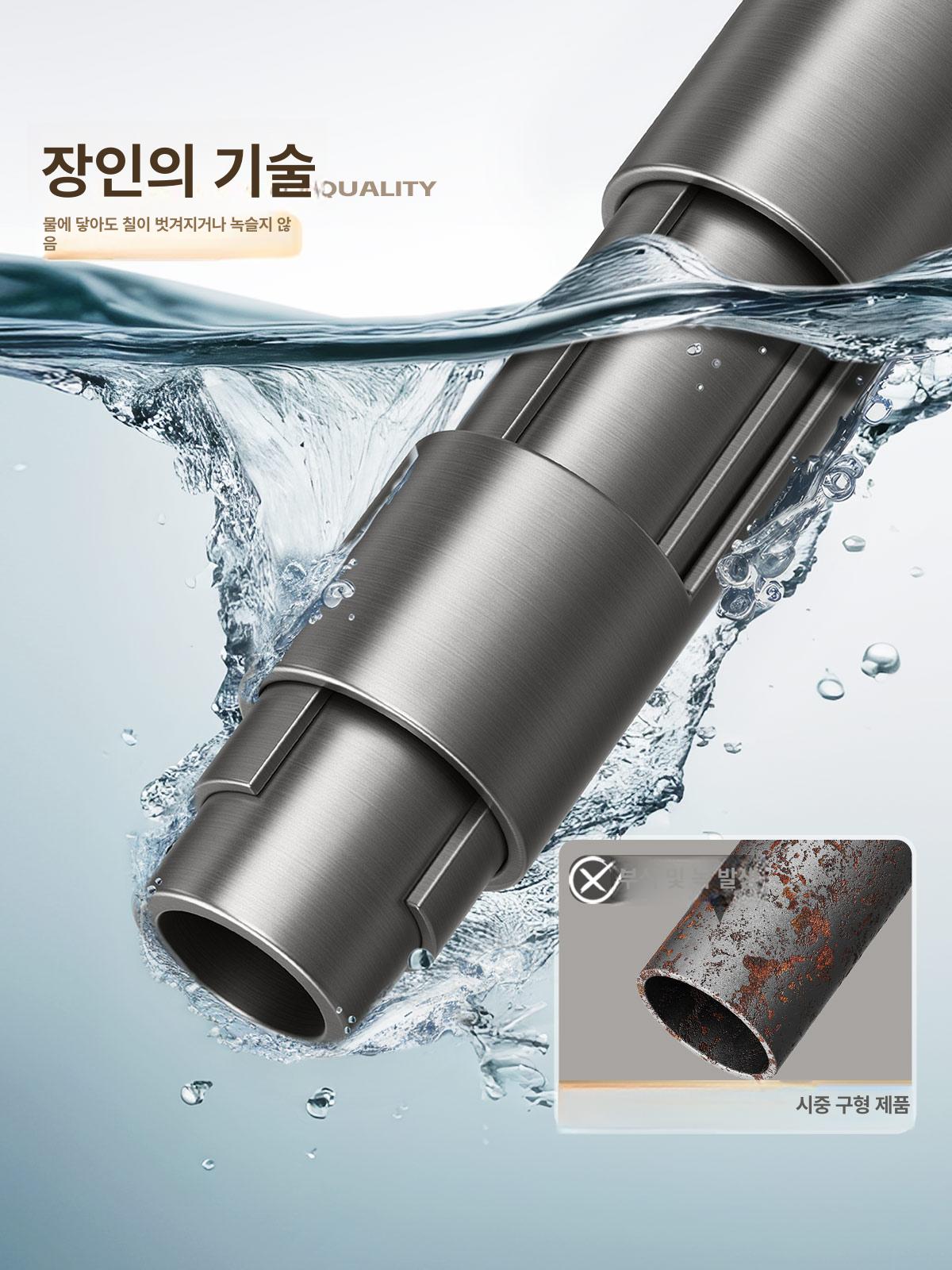 베란다 빨래 건조대 무타공 압축 스텐 봉 커튼봉 옷걸이 행거 세탁 - 상세 이미지 3
