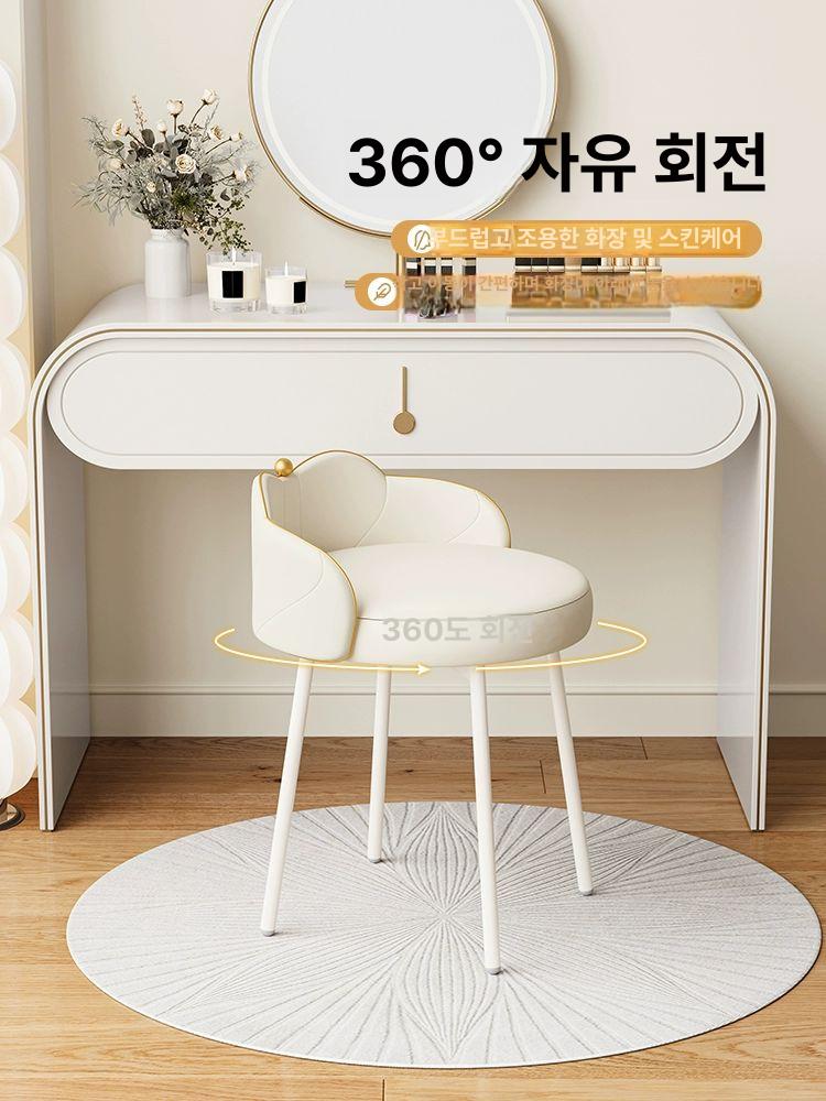 인테리어 화장대의자 화이트 양털 등받이 메이크업 체어 파우더룸 엔틱 유럽풍 - 상세 이미지 2
